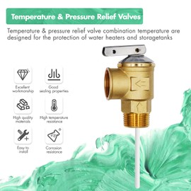 VAV Temperature Pressure Relief Valve, 3/4" NPT Female Thread, 150 PSI, 4" Temperature Probe, Lead-Free Copper, CSA LISTED
