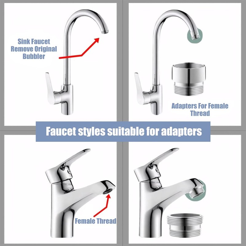 DOKRIN Aerator 2 Pieces Metal Tap Adapters 18mm to 22mm