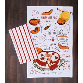 AMOUR INFINI Cotton Kitchen Towels and Dishcloths 6 Piece - 4 Terry Dishcloths (12” x 12”) and 2 Cotton Kitchen Towels (28” x 18”) for Gifting and Decor (Pumkin)