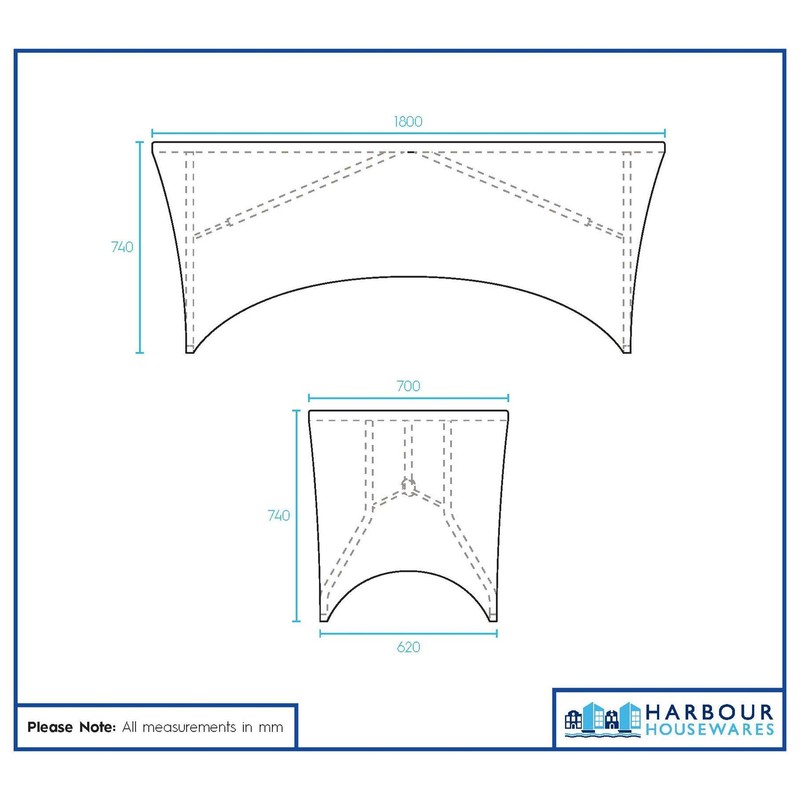 Harbour Housewares Rectangular Spandex Fitted Tablecloth - 6ft (180cm) -