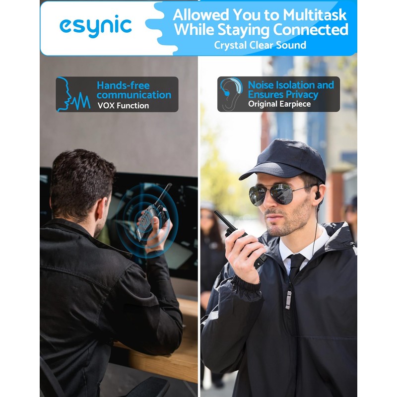 eSynic 4Pack Walkie Talkies 5KM/3Miles Long Range 16 Channels Walky