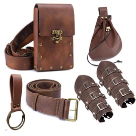 Renaissance Accessories Belt Pouch Coin Purse Viking Bracer Hook Medieval Festival Costume Cosplay Casual Fanny Pack (Brown)