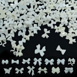 MOLILON 260pcs White Bow Nail Charms Bow-Knot Nail Stud Rhinestones Crystal Mix-Shape Nail Art Charms Colorful Bowknot for Nails Design for DIY Crafts Jewelry Decoration Nail Supplies