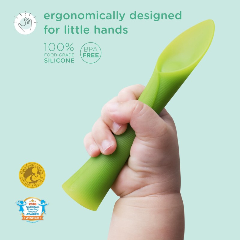 Olababy 100% Silicone Soft-Tip Training Spoon for Baby Led Weaning