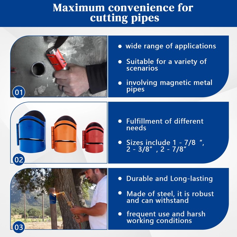 3 Piece Metal Cutting Guide Kit,Pipe Saddle Template Sizes Include: