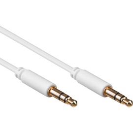 White SLIM 3.5mm Mini Stereo Jack to Jack Plug Audio Headphone Aux Cable Lead Gold 0.5m 1m 2m (1.5m)