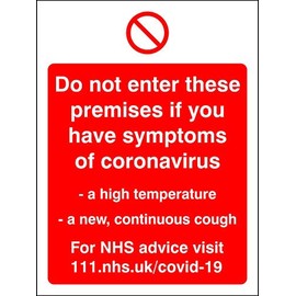 SECO"DO NOT Enter Premises", 150x200mm Semi-Rigid Plastic Sign, Red/White