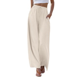 Anymeet Plus Size Casual Clothes for Women High Waist Wide Leg Clothes Vacation Outfits Flaxen 2025 Spring 2X-Large