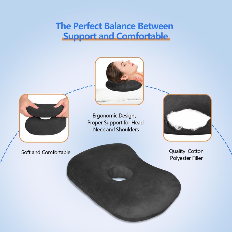Swaycy Ear Piercing Hole Pillows Side Sleeper Pillow with an