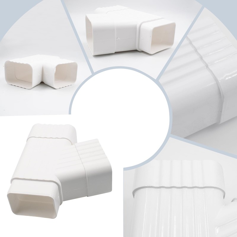 Downspout Y Shape Connector, White PVC Gutter Downspout Extensions for