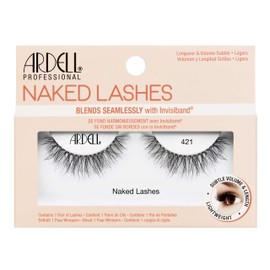 Ardell False Eyelashes Naked Lash 421 Black Natural Subtle Volume And Length Soft Lightweight Lashes Criss-Crossing Layering Brightens Eyes Invisiband Vegan-Friendly Cruelty-Free