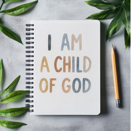 bitCNY I Am a Child of God Notebook – Christian Journal for Women, Inspirational Bible Verse Gift, Religious Watercolor Quote Notebook, Faith-Based Writing Journal, 5.5x8.3 Lined Notebook 338