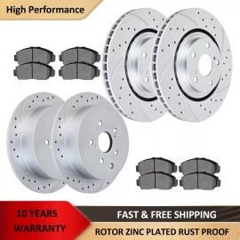 AutopartsMAXonine Front Rear Brake Rotors and Pads for Toyota Sienna Highlander Lexus RX350 RX450h
