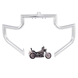 Gamyipp 1.5" Fat Crash Bar Engine Guard Highway Bar for Harley Heritage Softail Fatboy 1986-1999 (Chrome)