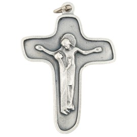 Silver-Tone Sorrowful Mother Crucifix Pendant | Pectoral Necklace Pendant or Small Wall Cross | Silver-Tone Metal | Great Catholic Gift | Mary and Jesus Design