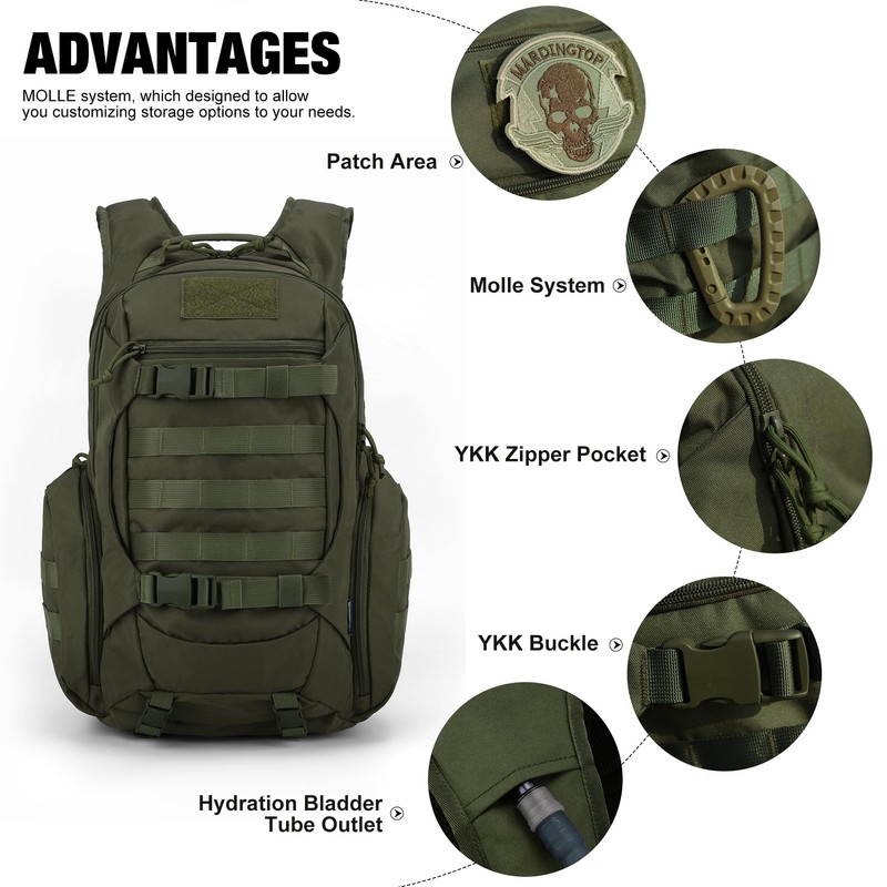 Mardingtop 28L Tactical Backpacks Practical Military Rucksack with Molle System