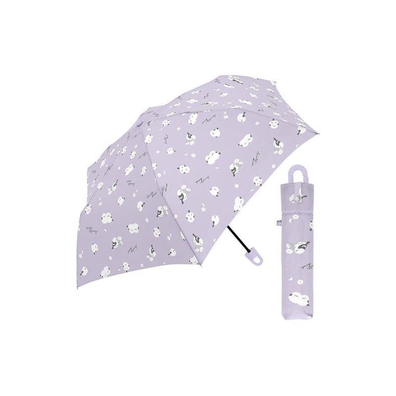Folding Umbrella 53.5cm Kids Carabiner Folding Umbrella Small Bird Purple