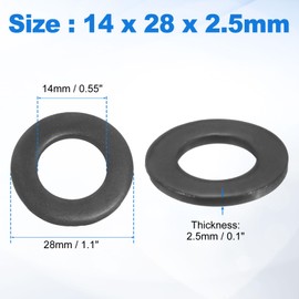 sourcing map 8Pcs M14 304 Stainless Steel Flat Washers, ID 14mm, OD 28mm, Thickness 2.5mm Round Metal Washers for Screws Bolts, Outdoor Construction, Black