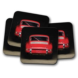 4 Set - Red Vintage Car Coaster - Sports Super Dad Uncle #12564