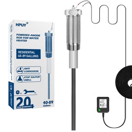 HPUY Powered Anode Rod for Water Heater 40-89 Gallon Tank,Electrical Anode Rod Made of Titanium Eliminates Rotten Egg Smell within 24 hours,Rnti-Rust and Reduces Limescale