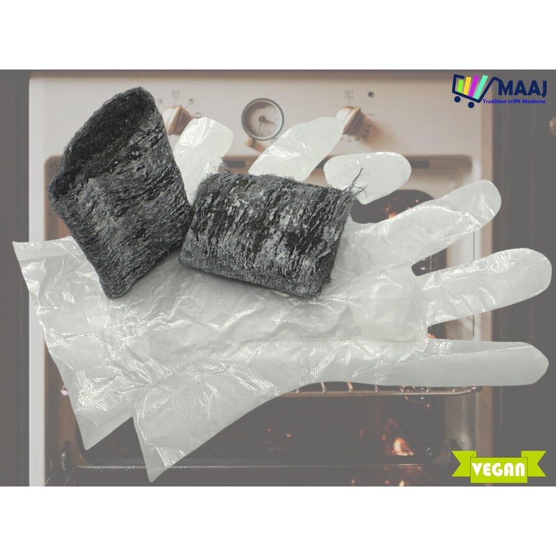Stahlwolle Reinigungspads für Grill und Backofen, 2 Stück mit Schutzhandschuhen,