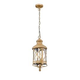 ALLGOT Farmhouse Pendant Lights, Outdoor Hanging Lanterns, Exterior Hanging Porch Lights, Ceiling Hanging Lanterns,Ceiling Hanging Lanterns with Seeded Glass (Aged Copper, 17.5" H)