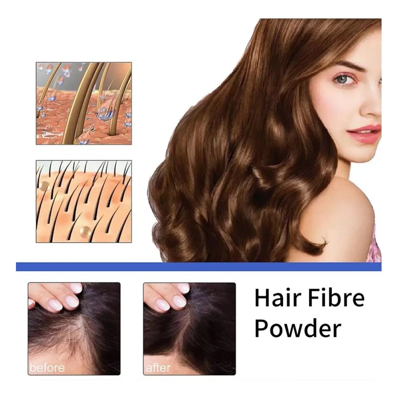 Polvo De Fibra Capilar Marrón Cubre Raíz De Cabello Calvicie