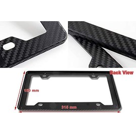 EPARTS 1 X Front Rear Universal US Size Car SUV Truck Carbon Fiber Look License Plate Frame Cover + 6.2L LS3 Emblem Badge Sticker