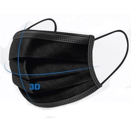 ShinKwang 4-Ply Black Mask - Adult, 5 Count Disposable Mask 10ea