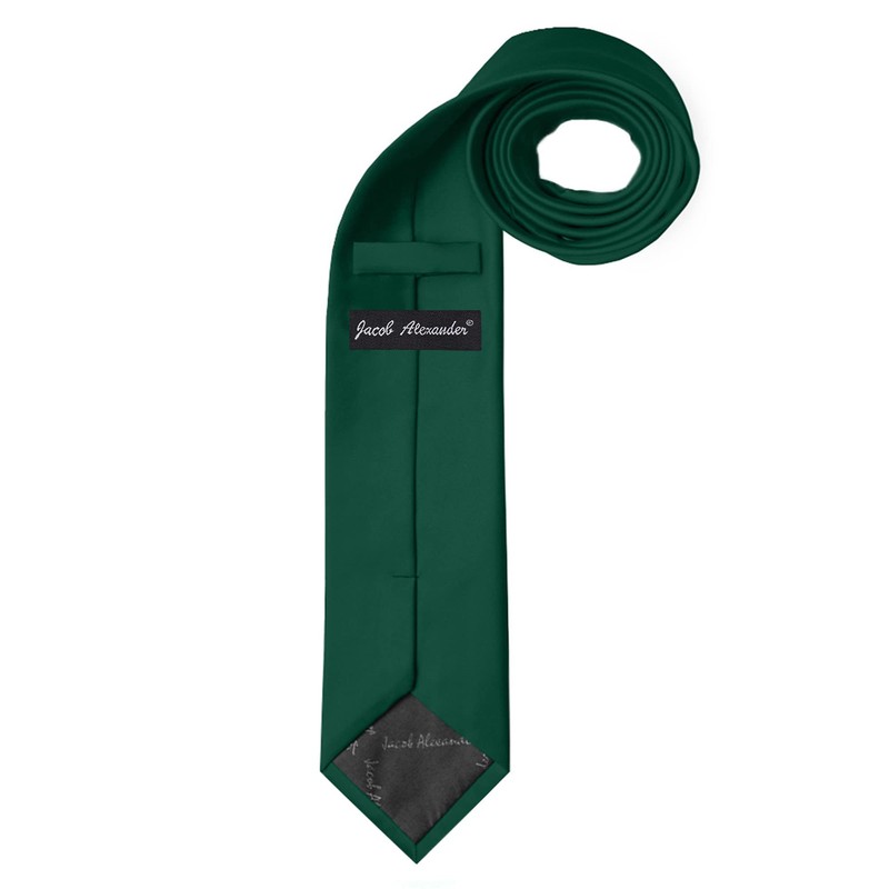 Jacob Alexander Solid Color Men's Regular Tie - Forest Green