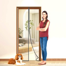 Tajvees Magnetic Screen Door, Self-Closing, Upgraded Full Strip Magnets Sliding Door Mesh Screen with Magnets, Fiberglass Heavy Duty Screen Curtain, Keeps Bugs Out, Enjoy Air Fresh (36"x82")