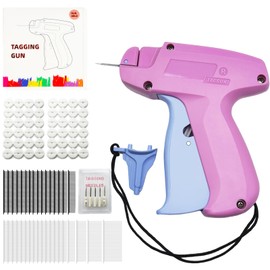 Mini Stitch Gun Speedy Fixer with 6 Needles for Clothing and Quilt Holder, 3500 Pcs(1500 White 5mm & 1500 Black 5mm & 200 10mm & 20/30/40/mm Each 100) Fasteners, Tagging Gun for Clothes, Pink
