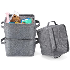 AARAINBOW Small Storage Basket Bins Canvas Mini Storage Cubes Storage Basket for Makeup, Baby Toys Liners, Books Nursery Storage Baskets with Handles for Shelves & Desks (3 Jute Gray)