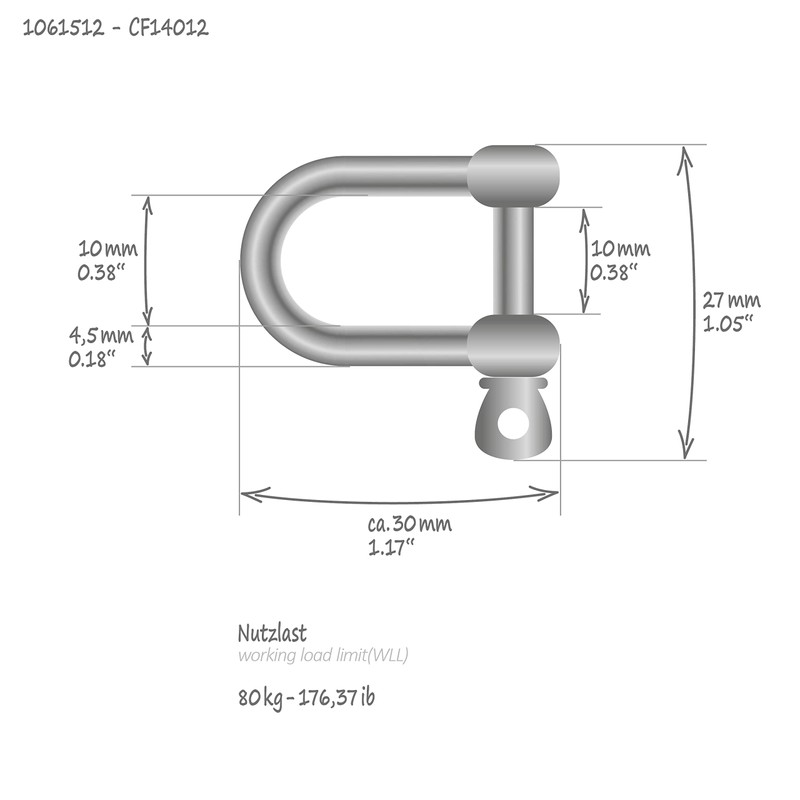 com-four® 10 x Shackles D-Shape - Carabiner Shackle Small with