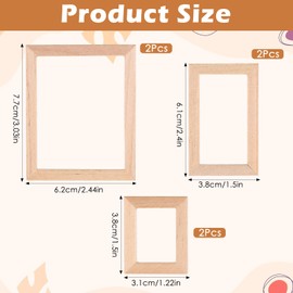 6pcs Dollhouse Miniature Picture Frames, Wall Bulk Picture Frames, Mini Wood Photo Frame Ornament Wooden Simulation Doll House Furniture Accessories for Small Shadow Box, DIY Wall Art Painting