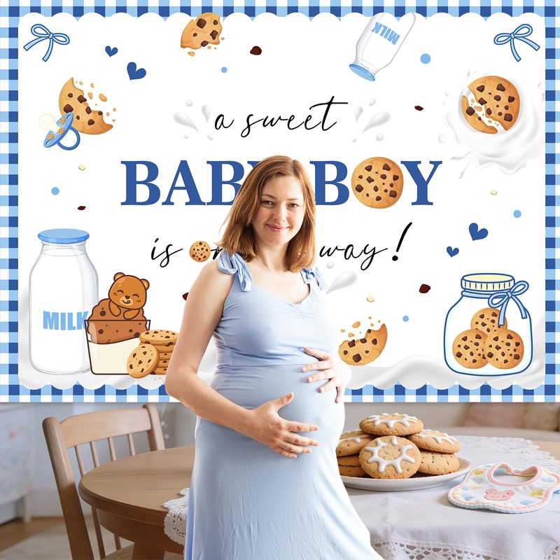 Mocsicka Cookie Baby Shower Backdrop A Sweet Baby Boy is