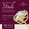 14k Yellow Gold Solitaire Cubic Zirconia Stud Earrings with Screw