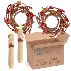 Factory Direct Craft Red Truck LED Candles and Rusty Star Pip Berry Candle Rings Rustic Candle Set for Year Round Home Decor and Centerpiece Candle Displays (Size: Candle 6-3/4" L)
