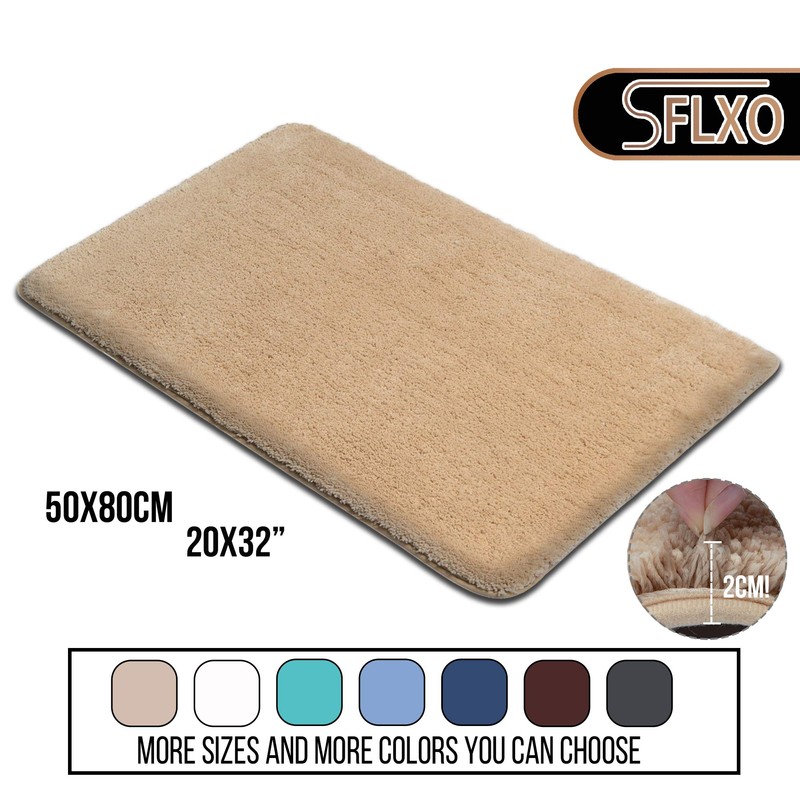 SFLXO 80cm x 50cm Non Slip Bath Mat Machine Washable