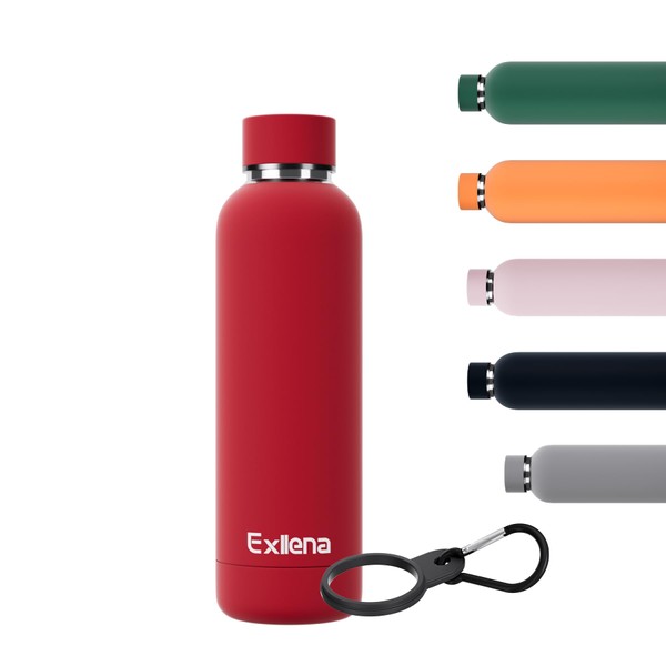 Exllena Slim Insulated Water Bottles for Travel 18oz with Clip,