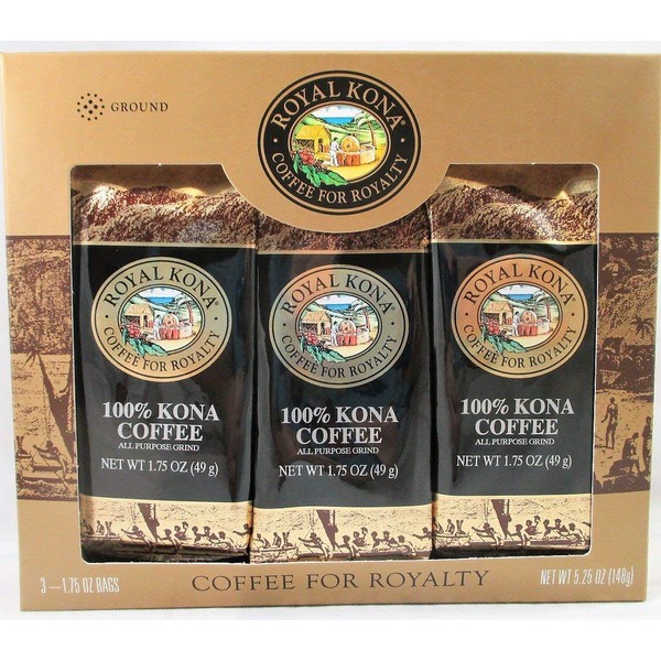 Royal Kona 100% Kona Café molido Single Pot paquete de regalo (3 x 1.75 oz.)