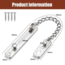 Safety Chain Door Lock Heavy Duty Latch with Spring Anti-Theft Snap Lock Stainless Steel Brushed Nickel