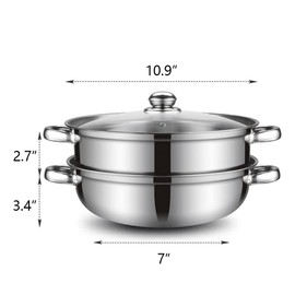 Steamer Pot Stainless Steel 2 Tier - Steam Pot with Lid Food Vegetable Cooker Pot Cooking Pan Steaming Pot Dim Sum Cookware Steamer For Kitcken Cooking Tool