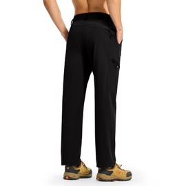 BGOWATU Men's Lightweight Travel Hiking Pants Casual Quick Dry Water Resistant Athletic Joggers Zipper Pockets Cargo Workout Black 36