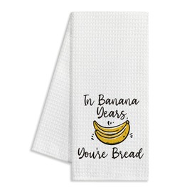DLTRXMY Banana Years You're Bread Funny Kitchen Towel, Dish Towel, Yellow, Microfiber Waffle Weave, 16x24 Inches