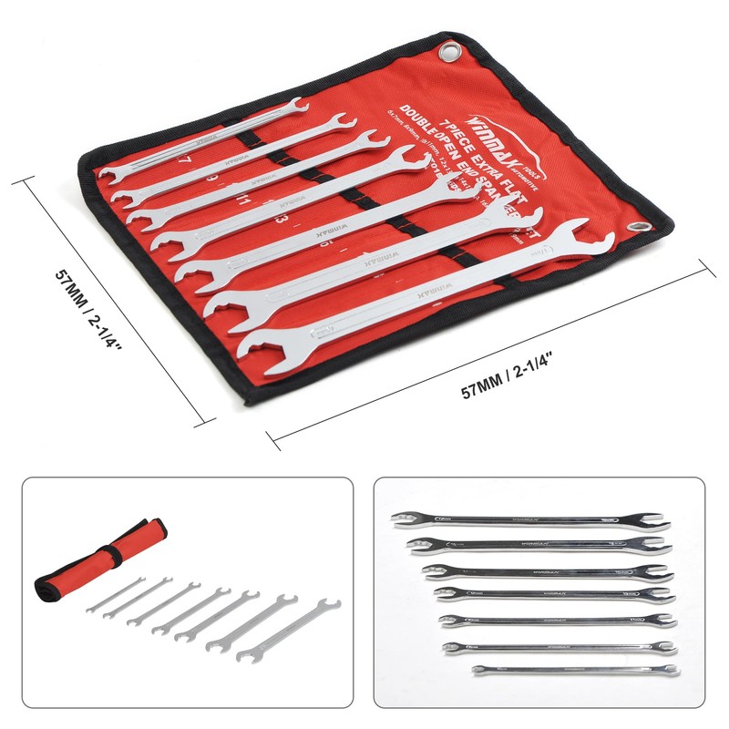 WINMAX TOOLS AUTOMOTIVE Open End Ratcheting Wrench Set, 7PCS Metric