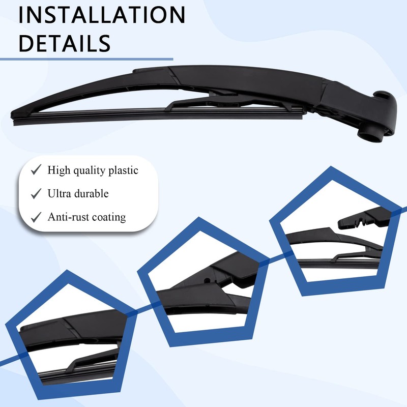 Effitnee Rear Wiper Arm Blade and Arm Set, Back Windscreen