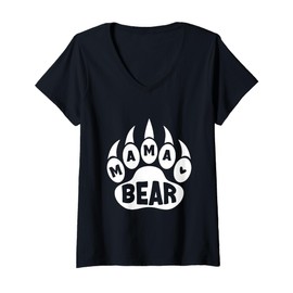 Womens Mama Bear Mother Bear Lover Parent Mother's Day Motherhood V-Neck T-Shirt