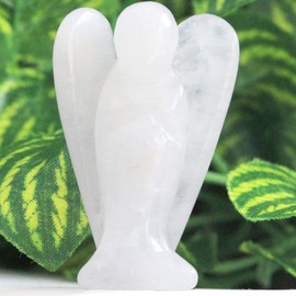 YATOJUZI Angel Clear Quartz Crystal Decor 2" Guardian Polished Natural Stone Sculpture Hand Carved Cute Figurine Gemstone Energy Healing Crystals Home Room Office Desk Decor Angels Gifts for Mom