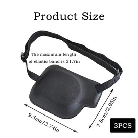 3PCS Adjustable Right Eyepatch Soft Black 3D Eye Patches Comfortable Medical Eyepatchs for Lazy Eye Amblyopia Strabismus Men and Women (Right Eye)